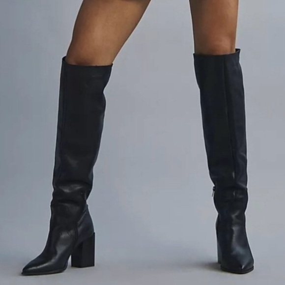 Free People Shoes - Free People Riley Black Leather Knee-High Women's Boots, slouchy. Size 9. EUC.